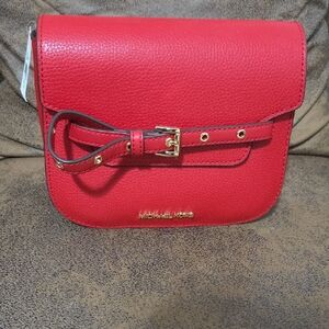 Michael Kors Red Leather Crossbody Bag